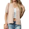 imageGRECERELLE Womens Summer Lightweight Short Sleeve Cropped Cardigan VNeck Knit Sweater Shrug for DressyApricot