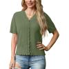 imageGRECERELLE Womens Summer Lightweight Short Sleeve Cropped Cardigan VNeck Knit Sweater Shrug for DressyArmy Green