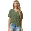 imageGRECERELLE Womens Summer Lightweight Short Sleeve Cropped Cardigan VNeck Knit Sweater Shrug for DressyArmy Green