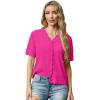 imageGRECERELLE Womens Summer Lightweight Short Sleeve Cropped Cardigan VNeck Knit Sweater Shrug for DressyHot Pink