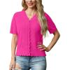imageGRECERELLE Womens Summer Lightweight Short Sleeve Cropped Cardigan VNeck Knit Sweater Shrug for DressyHot Pink