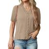 imageGRECERELLE Womens Summer Lightweight Short Sleeve Cropped Cardigan VNeck Knit Sweater Shrug for DressyKhaki