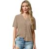 imageGRECERELLE Womens Summer Lightweight Short Sleeve Cropped Cardigan VNeck Knit Sweater Shrug for DressyKhaki