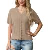 imageGRECERELLE Womens Summer Lightweight Short Sleeve Cropped Cardigan VNeck Knit Sweater Shrug for DressyKhaki