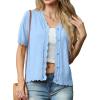 imageGRECERELLE Womens Summer Lightweight Short Sleeve Cropped Cardigan VNeck Knit Sweater Shrug for DressyLight Blue