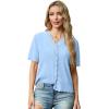 imageGRECERELLE Womens Summer Lightweight Short Sleeve Cropped Cardigan VNeck Knit Sweater Shrug for DressyLight Blue