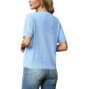 imageGRECERELLE Womens Summer Lightweight Short Sleeve Cropped Cardigan VNeck Knit Sweater Shrug for DressyLight Blue