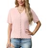 imageGRECERELLE Womens Summer Lightweight Short Sleeve Cropped Cardigan VNeck Knit Sweater Shrug for DressyLight Pink