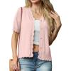 imageGRECERELLE Womens Summer Lightweight Short Sleeve Cropped Cardigan VNeck Knit Sweater Shrug for DressyLight Pink