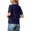 imageGRECERELLE Womens Summer Lightweight Short Sleeve Cropped Cardigan VNeck Knit Sweater Shrug for DressyNavy Blue