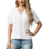 imageGRECERELLE Womens Summer Lightweight Short Sleeve Cropped Cardigan VNeck Knit Sweater Shrug for DressyWhite