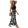 imageGRECERELLE Womens Summer Sleeveless Casual Long Tank Maxi Dress with Pockets XS3XLFloral Black White Flower
