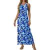 imageGRECERELLE Womens Summer Sleeveless Casual Long Tank Maxi Dress with Pockets XS3XLFloral Blue Ink White