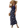 imageGRECERELLE Womens Summer Sleeveless Casual Long Tank Maxi Dress with Pockets XS3XLFloral Blue Small Flower