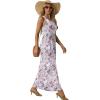 imageGRECERELLE Womens Summer Sleeveless Casual Long Tank Maxi Dress with Pockets XS3XLFloral Gray Azalea