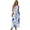 imageGRECERELLE Womens Summer Sleeveless Casual Long Tank Maxi Dress with Pockets XS3XLFloral White Ink Blue