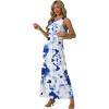 imageGRECERELLE Womens Summer Sleeveless Casual Long Tank Maxi Dress with Pockets XS3XLFloral White Ink Blue