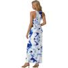 imageGRECERELLE Womens Summer Sleeveless Casual Long Tank Maxi Dress with Pockets XS3XLFloral White Ink Blue