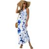 imageGRECERELLE Womens Summer Sleeveless Casual Long Tank Maxi Dress with Pockets XS3XLFloral White Ink Blue
