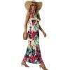 imageGRECERELLE Womens Summer Sleeveless Casual Long Tank Maxi Dress with Pockets XS3XLFloral White Ink Red