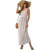 imageGRECERELLE Womens Summer Sleeveless Casual Long Tank Maxi Dress with Pockets XS3XLFloral White Pink Rose