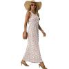 imageGRECERELLE Womens Summer Sleeveless Casual Long Tank Maxi Dress with Pockets XS3XLFloral White Pink Rose
