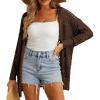 imageGRECERELLE 2025 Women Summer Crochet Boho Long Sleeve Lightweight Oversized Open Front Cardigan Sweaters Kimonos TopsCoffee