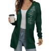 imageGRECERELLE Womens Lightweight Crochet Long Sleeve Loose Casual Open Front Cardigan Drape Sweaters Boho Summer Beach CoverupsDark Green
