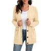 imageGRECERELLE Womens Long Sleeve Loose Knit Cable Open Front Button Down Cardigan Sweater Outerwear Coat with Pockets25apricot