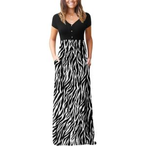 imageGRECERELLE Womens Long Maxi Dresses 2025 Short Sleeve V Neck Casual Summer Button Dress with PocketsBlack Tree Grain
