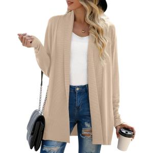 imageGRECERELLE Womens Long Sleeve Open Front Lightweight Casual Business Dressy Cardigan Sweater Fall Winter01 Khaki