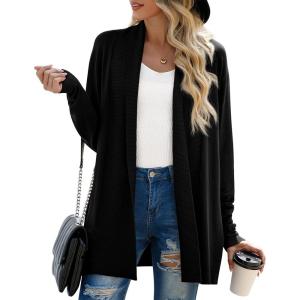 imageGRECERELLE Womens Long Sleeve Open Front Lightweight Casual Business Dressy Cardigan Sweater Fall Winter02 Black