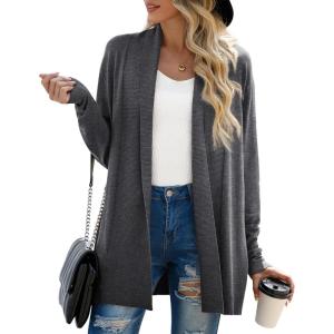 imageGRECERELLE Womens Long Sleeve Open Front Lightweight Casual Business Dressy Cardigan Sweater Fall WinterCarbon Grey