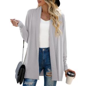 imageGRECERELLE Womens Long Sleeve Open Front Lightweight Casual Business Dressy Cardigan Sweater Fall WinterGrey White