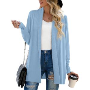 imageGRECERELLE Womens Long Sleeve Open Front Lightweight Casual Business Dressy Cardigan Sweater Fall WinterLight Blue