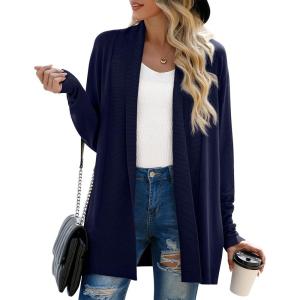 imageGRECERELLE Womens Long Sleeve Open Front Lightweight Casual Business Dressy Cardigan Sweater Fall WinterNavy Blue