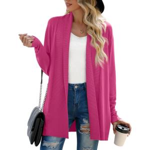 imageGRECERELLE Womens Long Sleeve Open Front Lightweight Casual Business Dressy Cardigan Sweater Fall WinterPeach Red