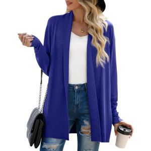 imageGRECERELLE Womens Long Sleeve Open Front Lightweight Casual Business Dressy Cardigan Sweater Fall WinterRoyal Blue