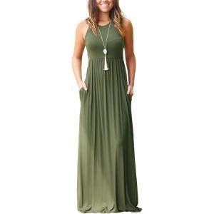 imageGRECERELLE Womens Summer Sleeveless Casual Long Tank Maxi Dress with Pockets XS3XLArmy Green