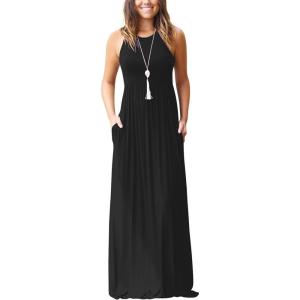 imageGRECERELLE Womens Summer Sleeveless Casual Long Tank Maxi Dress with Pockets XS3XLBlack