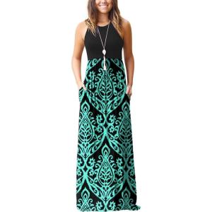 imageGRECERELLE Womens Summer Sleeveless Casual Long Tank Maxi Dress with Pockets XS3XLFloral Blue Green