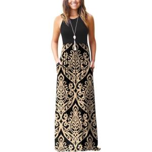 imageGRECERELLE Womens Summer Sleeveless Casual Long Tank Maxi Dress with Pockets XS3XLFloral Khaki