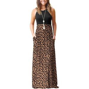 imageGRECERELLE Womens Summer Sleeveless Casual Long Tank Maxi Dress with Pockets XS3XLFloral Khaki Love
