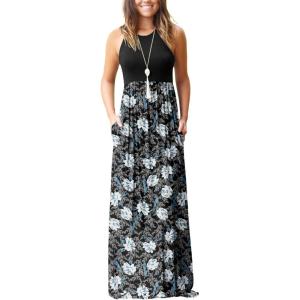imageGRECERELLE Womens Summer Sleeveless Casual Long Tank Maxi Dress with Pockets XS3XLFloral White Lily