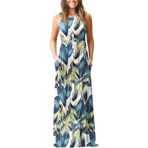 imageGRECERELLE Womens Summer Sleeveless Casual Long Tank Maxi Dress with Pockets XS3XLFloral White Monotherapy