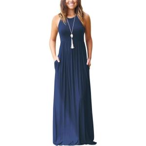 imageGRECERELLE Womens Summer Sleeveless Casual Long Tank Maxi Dress with Pockets XS3XLNavy Blue