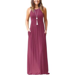 imageGRECERELLE Womens Summer Sleeveless Casual Long Tank Maxi Dress with Pockets XS3XLRed Gray