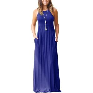 imageGRECERELLE Womens Summer Sleeveless Casual Long Tank Maxi Dress with Pockets XS3XLRoyal Blue