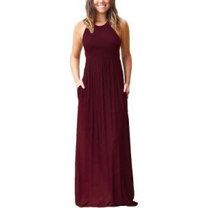 imageGRECERELLE Womens Summer Sleeveless Casual Long Tank Maxi Dress with Pockets XS3XLWine Red