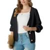 imageGRECERELLE Womens Chunky Open Front Long Sleeve VNeck Button Knit Loose Cardigan Sweater Outerwear S2XLAblack